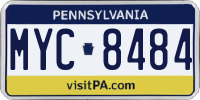 PA license plate MYC8484