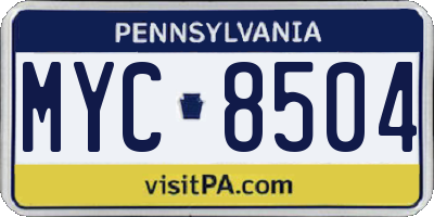 PA license plate MYC8504