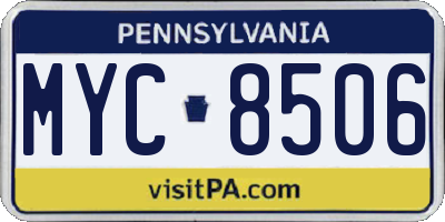 PA license plate MYC8506