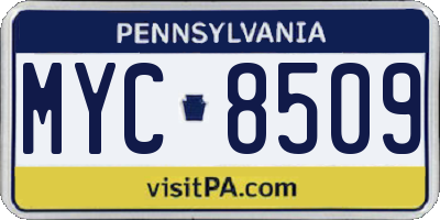 PA license plate MYC8509