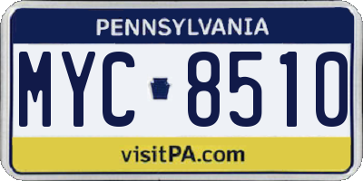 PA license plate MYC8510