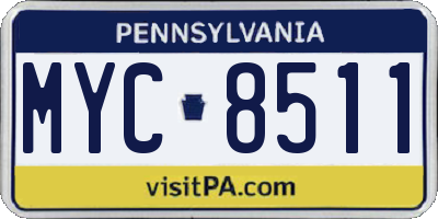 PA license plate MYC8511