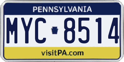 PA license plate MYC8514