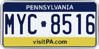 PA license plate MYC8516