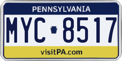 PA license plate MYC8517