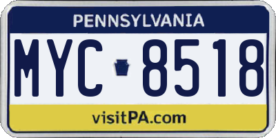 PA license plate MYC8518