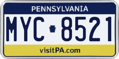 PA license plate MYC8521