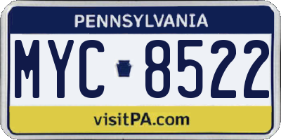 PA license plate MYC8522