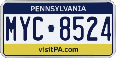 PA license plate MYC8524