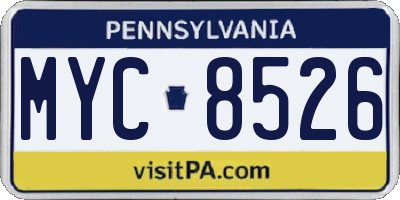 PA license plate MYC8526