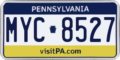 PA license plate MYC8527