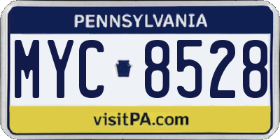 PA license plate MYC8528