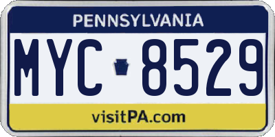 PA license plate MYC8529