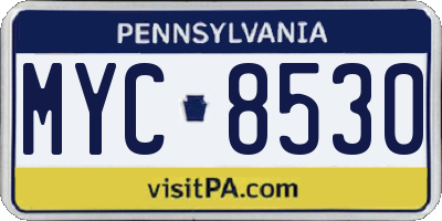 PA license plate MYC8530