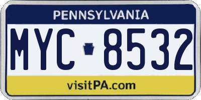 PA license plate MYC8532