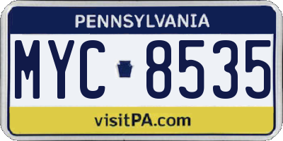 PA license plate MYC8535