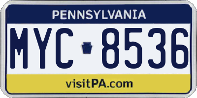 PA license plate MYC8536