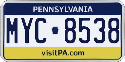 PA license plate MYC8538