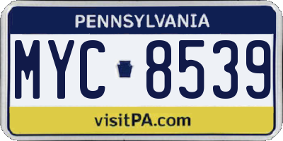 PA license plate MYC8539