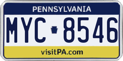 PA license plate MYC8546