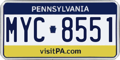 PA license plate MYC8551