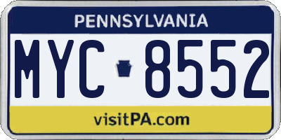 PA license plate MYC8552