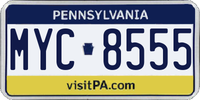 PA license plate MYC8555