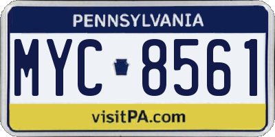 PA license plate MYC8561