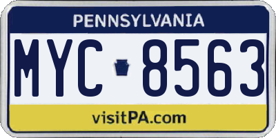 PA license plate MYC8563