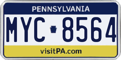 PA license plate MYC8564