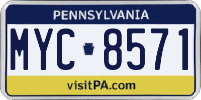 PA license plate MYC8571