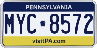 PA license plate MYC8572
