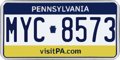 PA license plate MYC8573