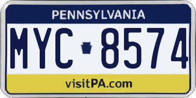 PA license plate MYC8574