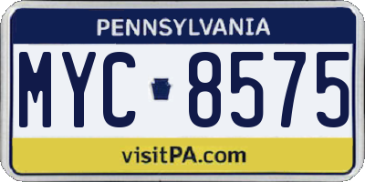 PA license plate MYC8575