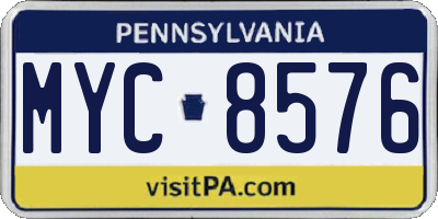 PA license plate MYC8576