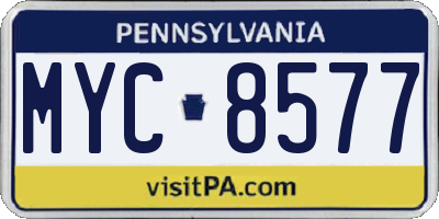 PA license plate MYC8577