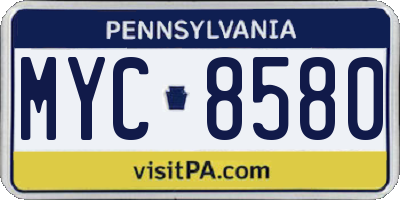 PA license plate MYC8580