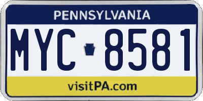 PA license plate MYC8581