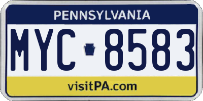 PA license plate MYC8583