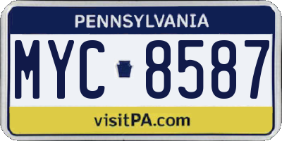 PA license plate MYC8587