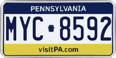 PA license plate MYC8592