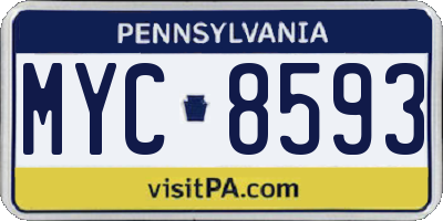 PA license plate MYC8593