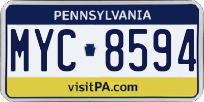 PA license plate MYC8594