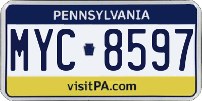 PA license plate MYC8597