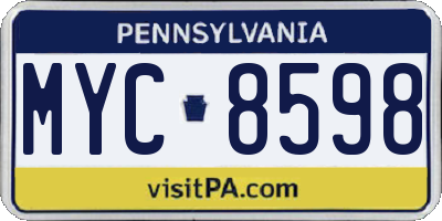 PA license plate MYC8598