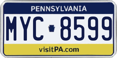PA license plate MYC8599