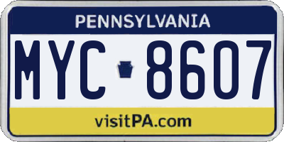 PA license plate MYC8607