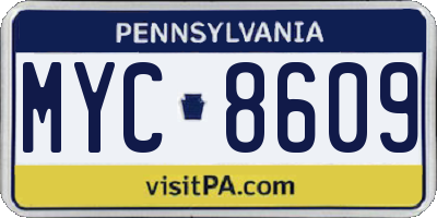PA license plate MYC8609