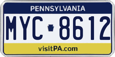 PA license plate MYC8612